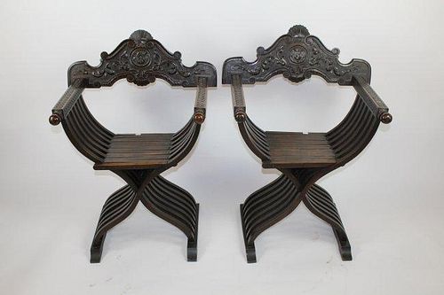 Pair of Italian Savonarola chairs