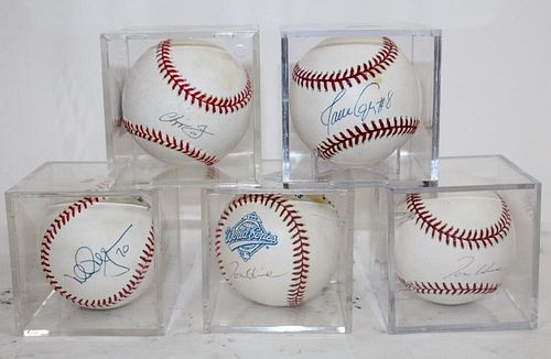 Lot of 5 signed baseballs in cases