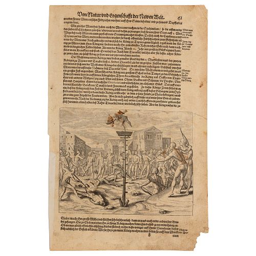 Bry, Theodore de. West Indianischer Historien / Von Natur und Engenschafft. Frankfurt, 1655. Hojas con grabados. Piezas: 3.