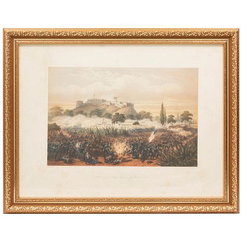 Nebel, Carl. Storming of Chapultepec - Pillow's attack. Litografía coloreada, 40.3 x 55.8 cm. Enmarcada.
