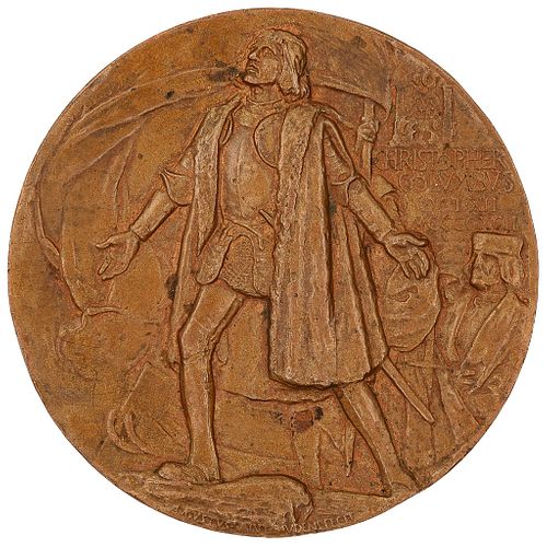 Medalla Conmemorativa de la Exposición Colombina en Chicago, 1892. En bronce, 7.5 cm. de diámetro.