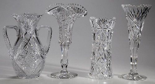 Four Brilliant Period Cut Glass Vases