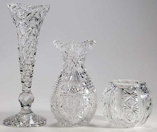 Three Brilliant Period Cut Glass Vases