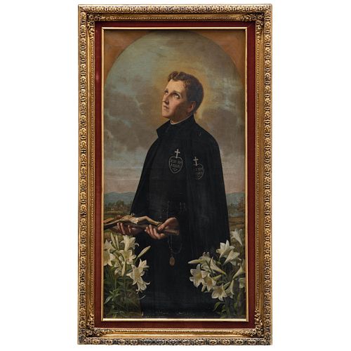 SAN GABRIEL DE LA DOLOROSA. CA. 1900. Óleo sobre tela. 135 x 68 cm