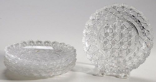 Five Dorflinger Brilliant Period Cut Glass Plates