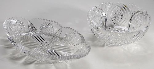 Brilliant Period Cut Glass Platter and Bowl