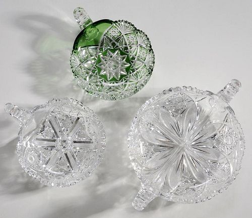 Three Brilliant Period Cut Glass Serving Pieces
