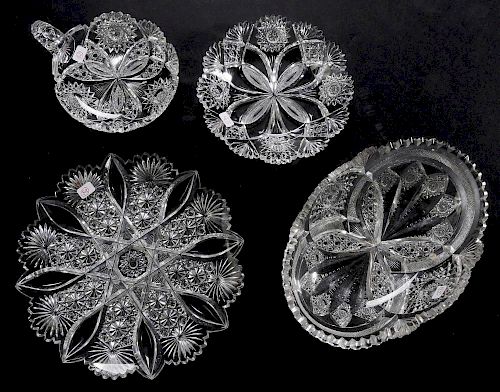 Four Brilliant Period Cut Glass Serving Pieces