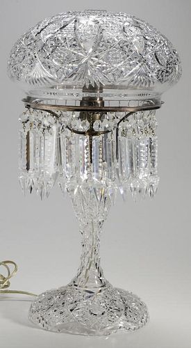 Brilliant Period Cut Glass Electric Lamp