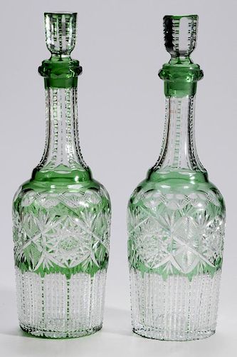 Pair Hoare Brilliant Period Cut Glass Whiskey Decanters