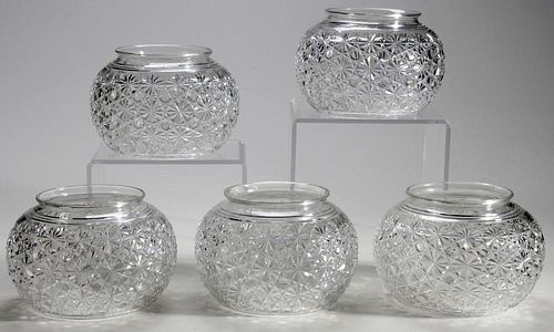 Five Brilliant Period Cut Glass Hanging Globes