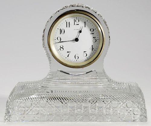 Brilliant Period Cut Glass Mantle Clock