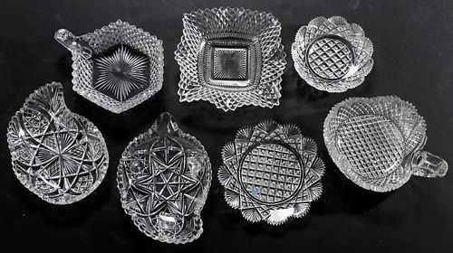 Seven Assorted Brilliant Period Cut Glass Plates, Bowls
