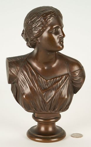 Small Bronze Female Bust after A. Collas, Barbedienne
