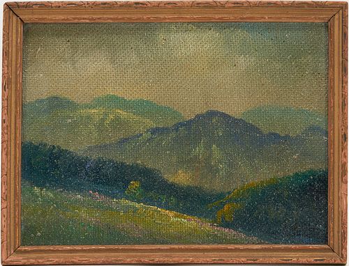 Small Smoky Mountains Landscape Oil, Manner of Louis Jones