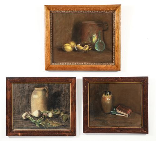 3 Mary Eleanor Lingo Pastel Still Life Paintings 1911