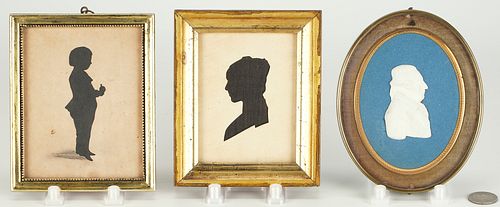 3 Miniature Portraits, Silhouettes & Cameo