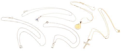 5 Ladies' 14K Yellow & White Gold Necklaces