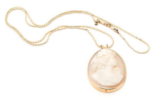 14K Gold & Cameo Necklace