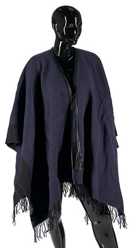 Hermes Reversible Wool, Cashmere & Leather Tassel Poncho