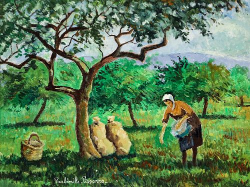 Paul Emile Pissarro oil Ramasseuse de Pommes