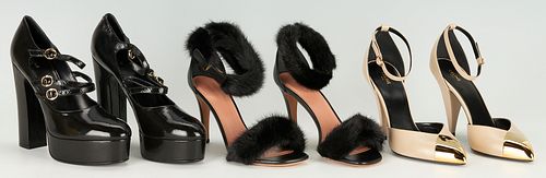 3 Pairs of Celine Pumps, incl. Mary Janes, Mink Sandals, Gold Toe Pumps