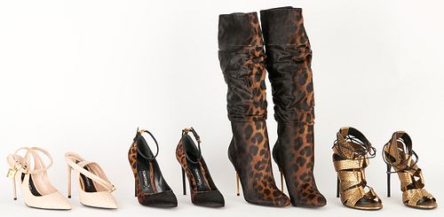 4 Pairs of Tom Ford Shoes, Python & Leopard Print
