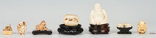 7 Asian Carved Ivory Items