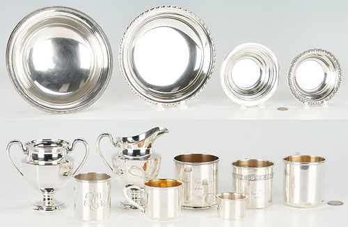 12 Assorted Sterling Silver Hollowware Items, incl. Child's Cups