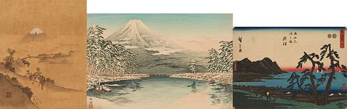 3 Japanese Artworks, incl. Scarce Hiroaki, Mt. Fuji, & Original Hiroshige, Tokaido Road