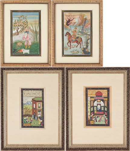 4 Framed Mughal Miniature Paintings