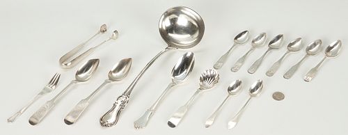Assorted Silver Flatware incl. 6 Sheaf of Wheat Spoons & Tetard Freres, 15 pcs total