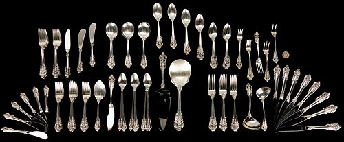 89 pcs. Wallace Grand Baroque Sterling Flatware, Service for 8