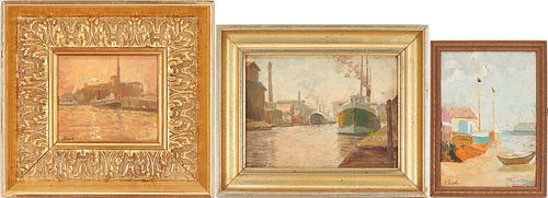 3 Small Marine Paintings, Charles H. Ebert & Albert Edel