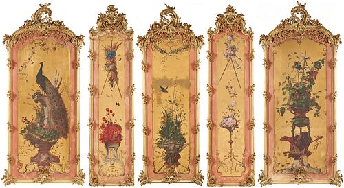 Set of Five Belle Epoque Wall Panels from Annesdale Mansion, Tennessee, Snowden Family