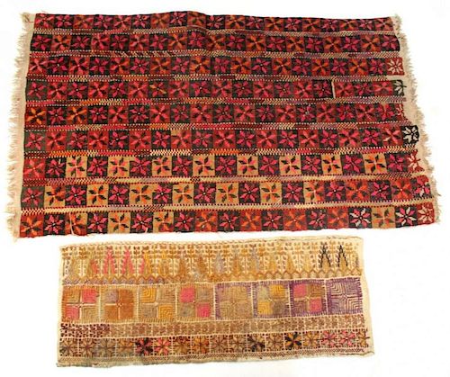 2 Caucasian Tribal Textile Fragments