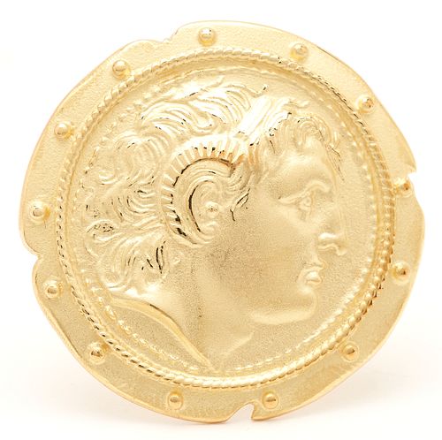 18K Gold Classical Profile Bust Brooch