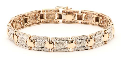 10K Gold & Diamond Link Bracelet