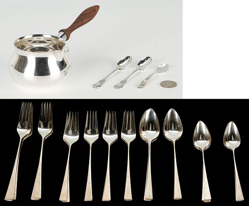 23 pcs. Reed & Barton Da Vinci Sterling Flatware, Tiffany Brandy Warmer and 3 Towle Demitasse spoons