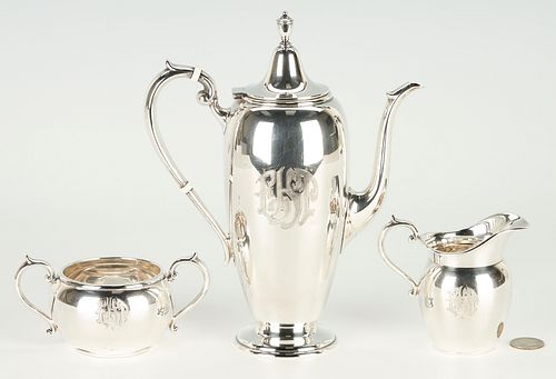 Gorham Sterling Silver Bachelor's Tea Set, 3 pieces