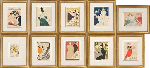 10 Toulouse-Lautrec Framed Poster Lithographs, incl. Divan Japonais & Confetti