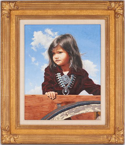 Larry Riley O/C Painting, Indian Girl