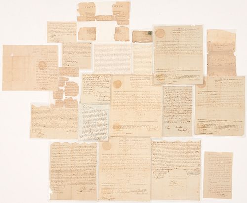 Fort Family of NC/TN Archive, 19 items including Slave Receipts, Land Grants