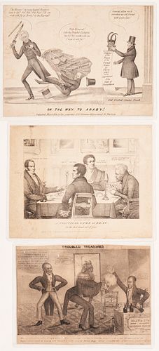 3 Andrew Jackson Bank War Cartoons, incl. Way to Arabay