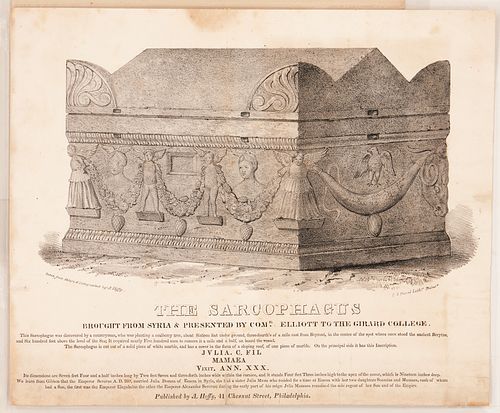 Cdre. Jesse D. Elliott ALS and Sarcophagus Print, Andrew Jackson & USS Constitution elated