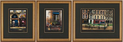 3 Signed Thomas Pradzynski Prints, Windows of Paris, w/ Catalogue Raisonne