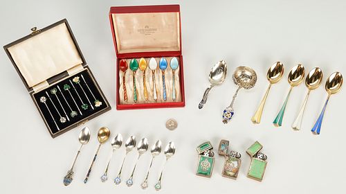 30 Assorted Enameled Silver & Silver Items, incl. David Anderson