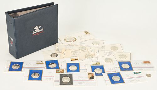 29 Postmaster Commemorative Coins & 6 Franklin Mint Sterling Silver Coins