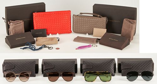 8 Bottega Veneta Accessory Items: Pouch, Travel Wallet, Lanyard, Keychain & Sunglasses