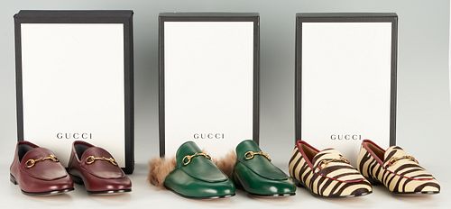 3 Pairs Gucci Leather Loafers or Slides